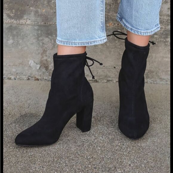 BAMBOO CHUNKY HEEL POINTED TOE WOMEN"S BOOTIE - Picture 15 of 15